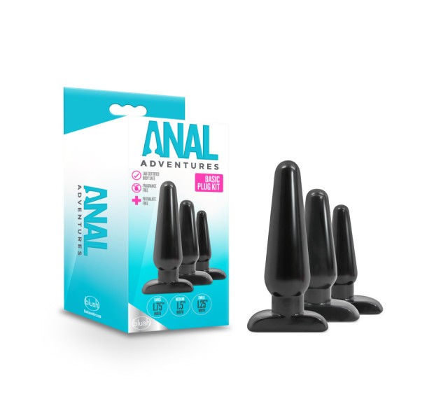 Anal Adventures - Basic Plug Kit - Black Anal Adventures - Basic Plug Kit - Black