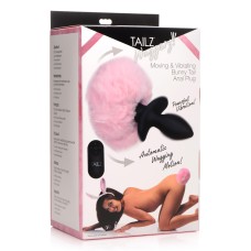 Waggerz Moving and Vibrating Bunny Tail Anal Plug - Pink