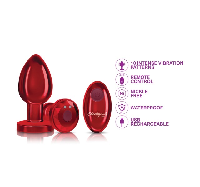 Vibrating Red Metal Remote Plug - Lg