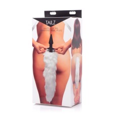 White Fox Tail Vibrating Anal Plug