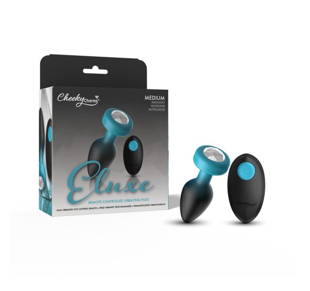 Eluxe Vibrating Clr Gem Bluombre Plug Md With Remote