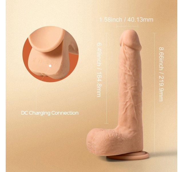 Luis-App Controlled 8.5" Real Thrusting Dildo With Clit Licker