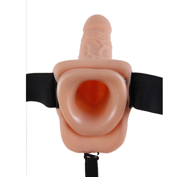 Fetish Fantasy Series 9 Inch Vibrating Hollow Strap-on With Balls - Flesh