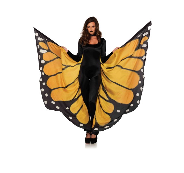 Festival Butterfly Wing Halter Cape - Orange/ - One Size - Black