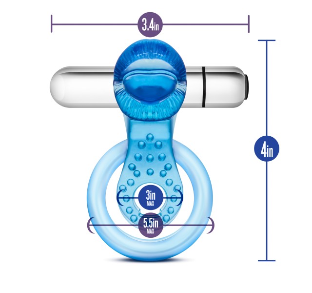 Stay Hard 10 Function Vibrating Tongue Ring - Blue