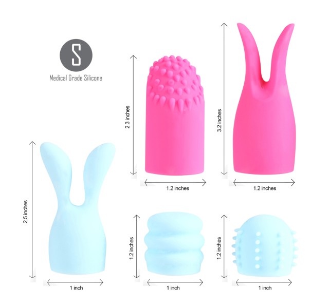 Quinn 5 Piece Silicone Attachments - Pink/blue