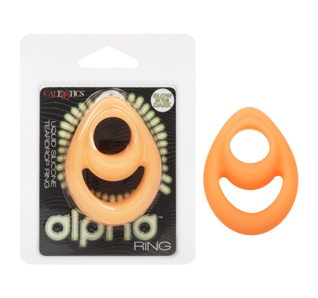 Alpha Glow-in-the-Dark Liquid Silicone Teardrop Ring - Orange