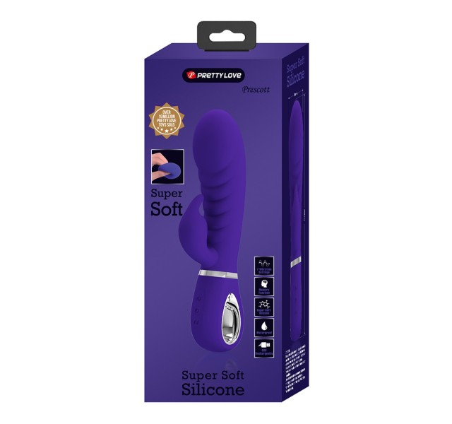 Prescott Super Soft Rabbit Silicone Vibrator - Purple
