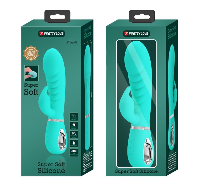 Prescott Super Soft Rabbit Silicone Vibrator - Vibrator -Teal
