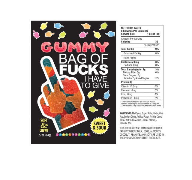 Bag of Fucks I Have to Give, Sour Gummy 2.2oz