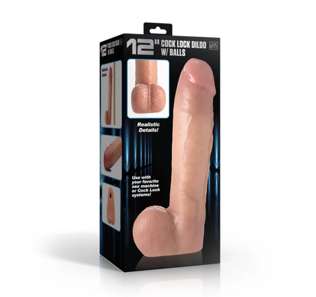 12" Cock Lock Dildo With Balls - Light