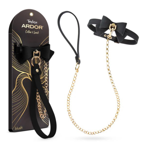Temptasia Ardor - Collar and Leash - Black With Bow