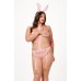 Lace Teddy With Pom Pom and Tuxedo Bow and Bunny Ears - Queen Size - Light Pink