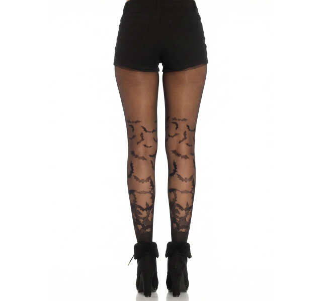 Bat Wing Sheer Tights Black Os