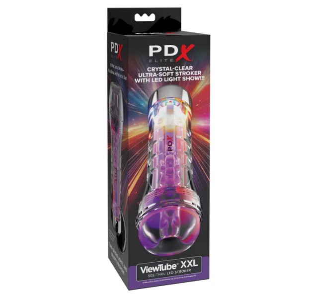 Pdx Elite Viewtube XXL See-Thru Ez-Grip Led Stroker - Clear
