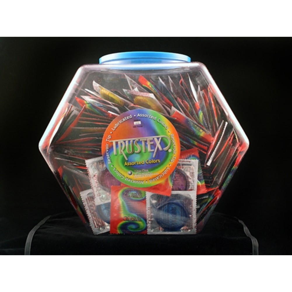 Trustex Assorted Colors Lubricated Condoms - 288 Piece Fishbowl