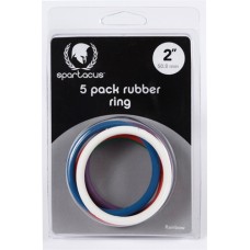 Rubber Cock Ring 5 Pack - 2 Inches - Rainbow Rubber Cock Ring 5 Pack - 2 Inches - Rainbow