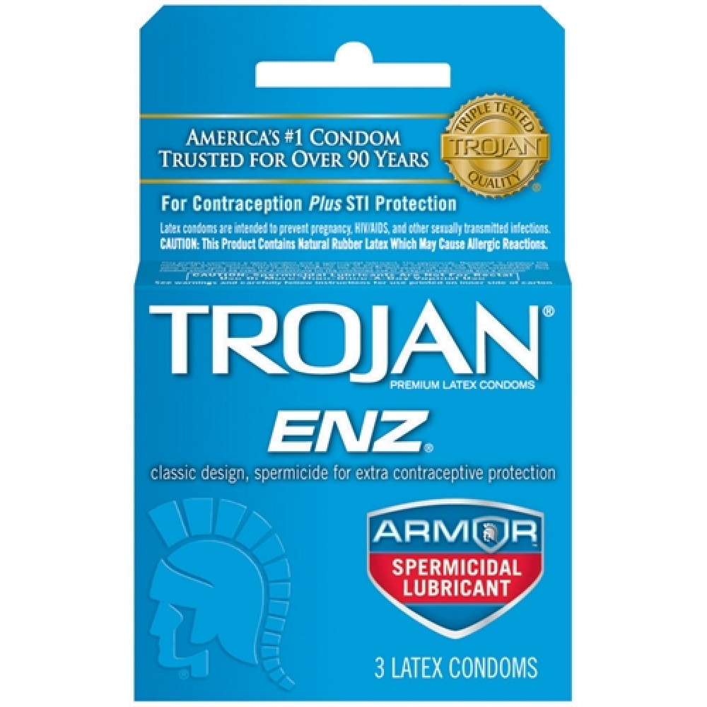 Trojan Enz Armor Spermicidal Lubricated Condoms - 3 Pack