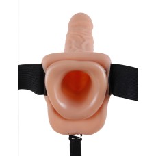Fetish Fantasy Series 9 Inch Vibrating Hollow Strap-on With Balls - Flesh Fetish Fantasy Series 9 Inch Vibrating Hollow Strap-on With Balls - Flesh