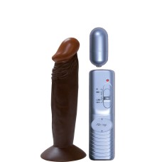 Afro American Whoppers 6 Inch Vibrating Dong With Bullet - Brown