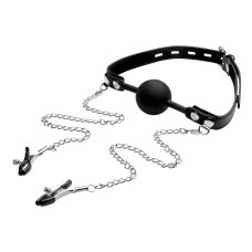 Silicone Ball Gag W/nipple Clamps Silicone Ball Gag W/nipple Clamps