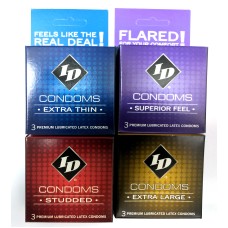 ID Condoms - Case of 72 - 3 Packs - Assorted Styles ID Condoms - Case of 72 - 3 Packs - Assorted Styles