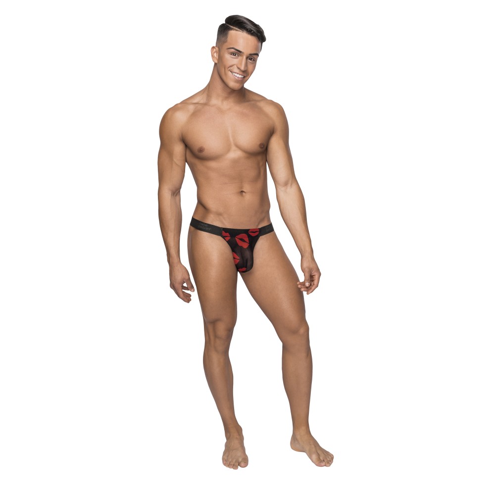 Kiss Me - Micro Thong v - Large/ X-Large - Sheer Lips