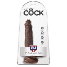 King Cock 6 Inch Cock With Balls - Brown