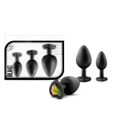 Luxe - Bling Plugs Training Kit - Black with Rainbow Gems Luxe - Bling Plugs Training Kit - Black with Rainbow Gems
