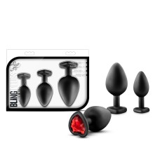 Luxe - Bling Plugs Training Kit - Black With Red Gems Luxe - Bling Plugs Training Kit - Black With Red Gems