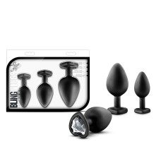 Luxe - Bling Plugs Training Kit - Black With White Gems Luxe - Bling Plugs Training Kit - Black With White Gems