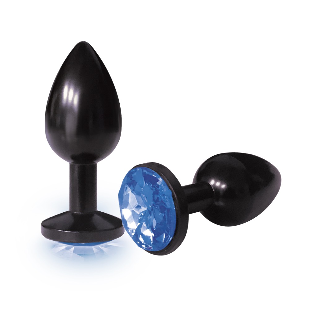 The 9's the Silver Starter Anodized Bejeweled Stainless Steel Plug - Cobalt
