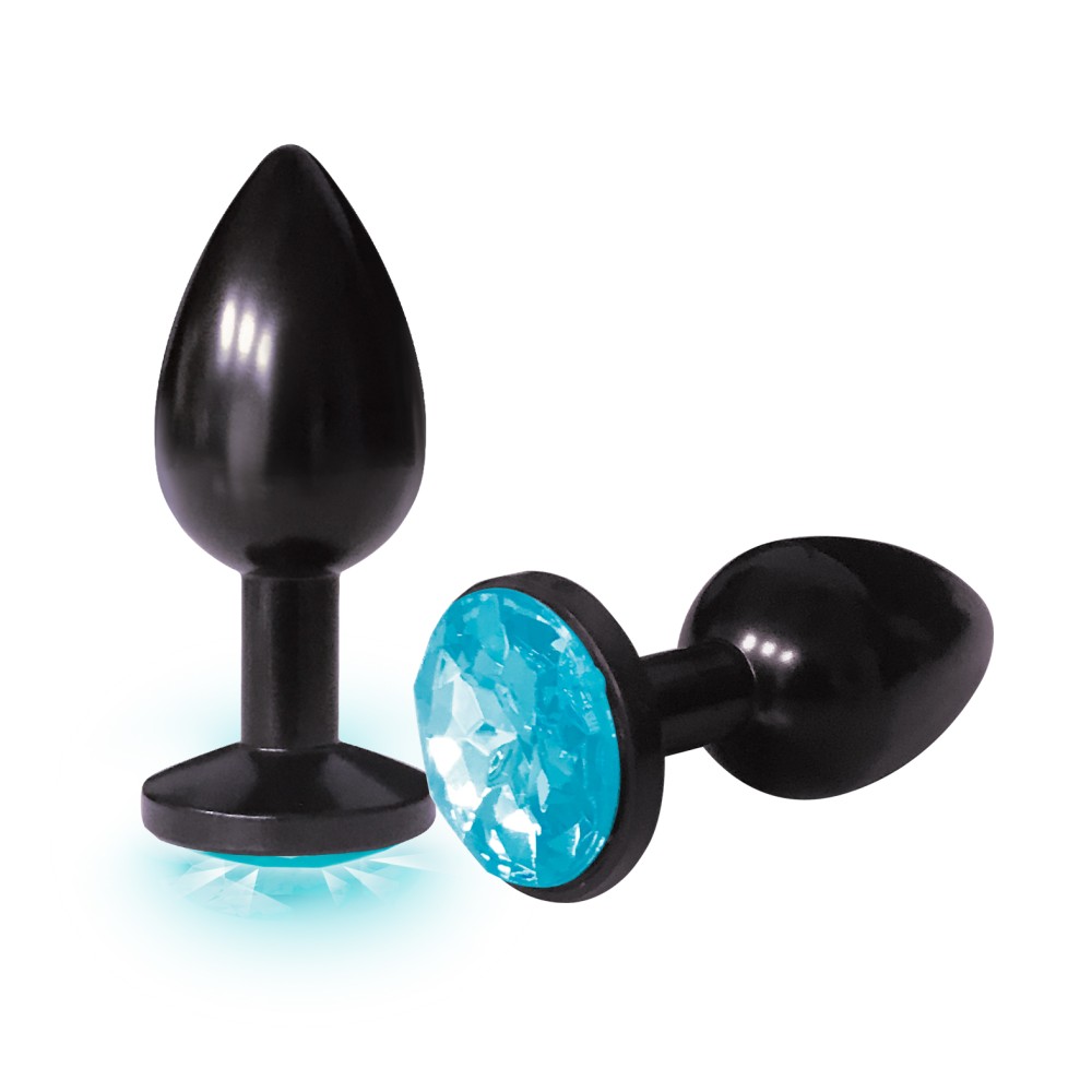 The 9's the Silver Starter Anodized Bejeweled Stainless Steel Plug - Aqua