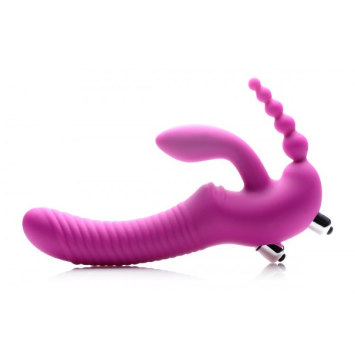 Regal Rider Vibrating Strapless Strap- on Triple G Dildo - Pink Regal Rider Vibrating Strapless Strap- on Triple G Dildo - Pink