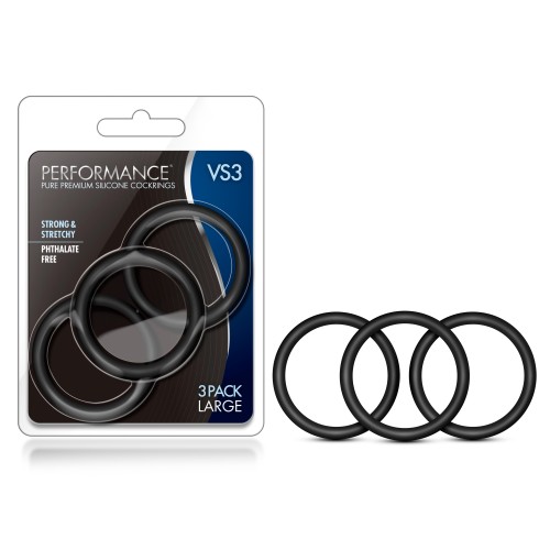 Performance - Vs3 Pure Premium Silicone Cockrings - Large - Black Performance - Vs3 Pure Premium Silicone Cockrings - Large - Black