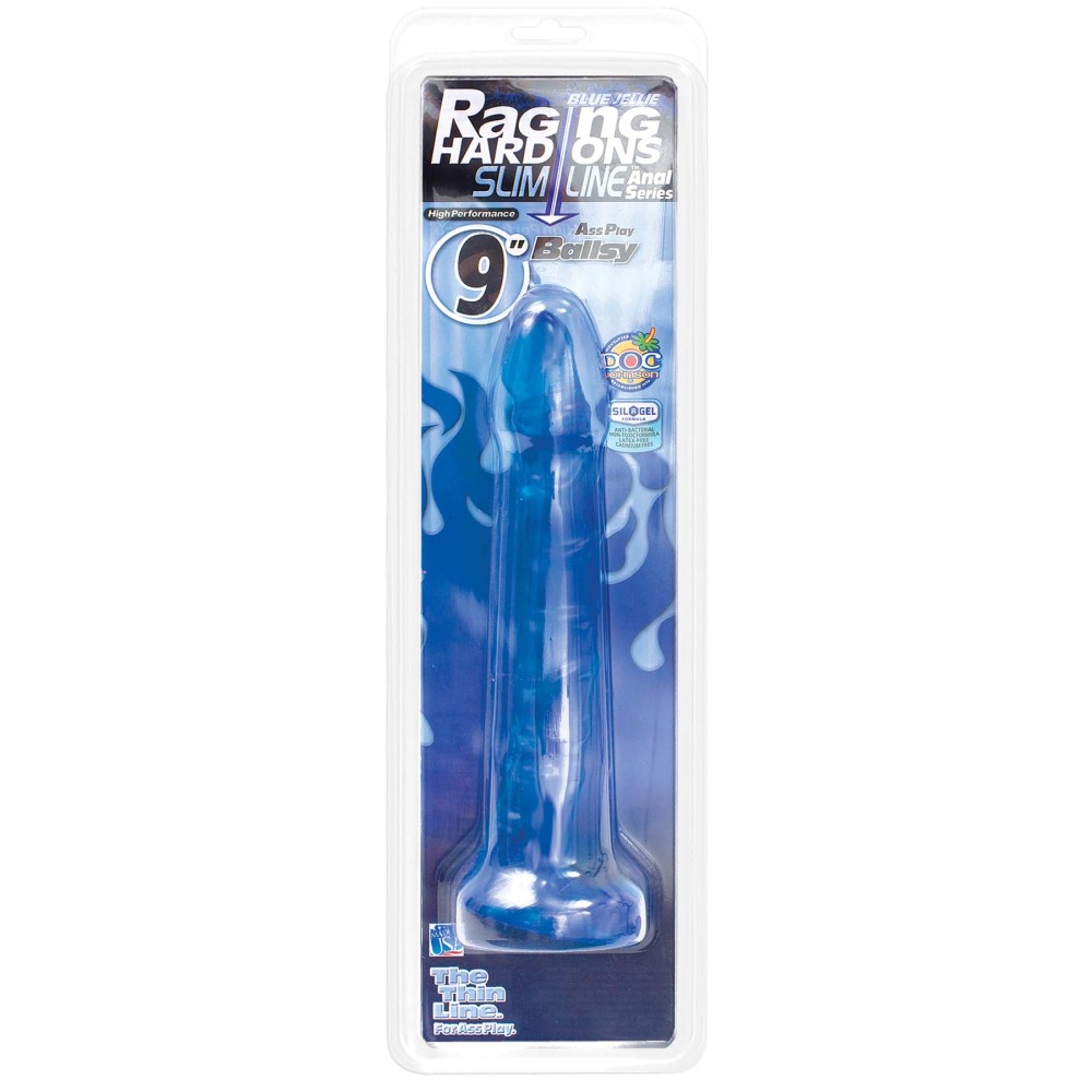 Raging Hard-Ons Slimline Cobalt Blue Jellie - 9 Inches - Ballsy Raging Hard-Ons Slimline Cobalt Blue Jellie - 9 Inches - Ballsy