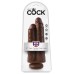 King Cock 9 Inch Two Cocks One Hole - Brown