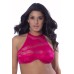 High Neck Bra With Diagonal Eyelash Lace Panels - 2x - Bright Rose