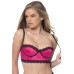 Longline Satin Balconette Bra With Lace Trimmed Edges and Removable Straps - Medium - Bright Rose/black