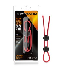 Stay Hard - Silicone Double Loop Cock Ring - Red Stay Hard - Silicone Double Loop Cock Ring - Red