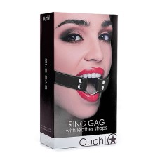 Ring Gag With Leather Straps - Black Ring Gag With Leather Straps - Black