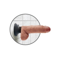 King Cock 7 Inch Vibrating Cock With Balls - Tan