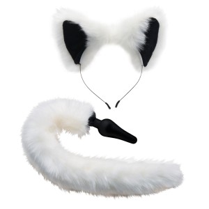 White Fox Tail Anal Plug and Ears Set White Fox Tail Anal Plug and Ears Set