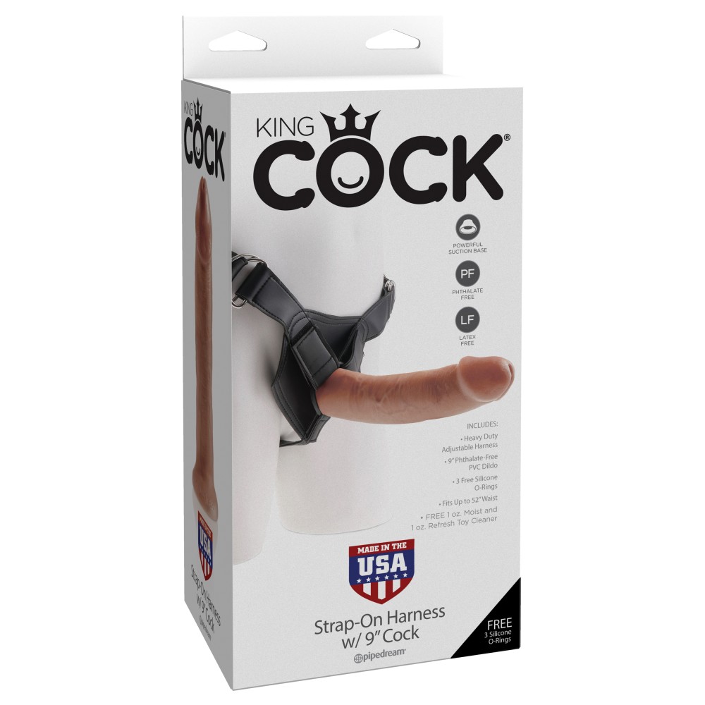 King Cock Strap-on Harness with 9 Inch Cock - Tan