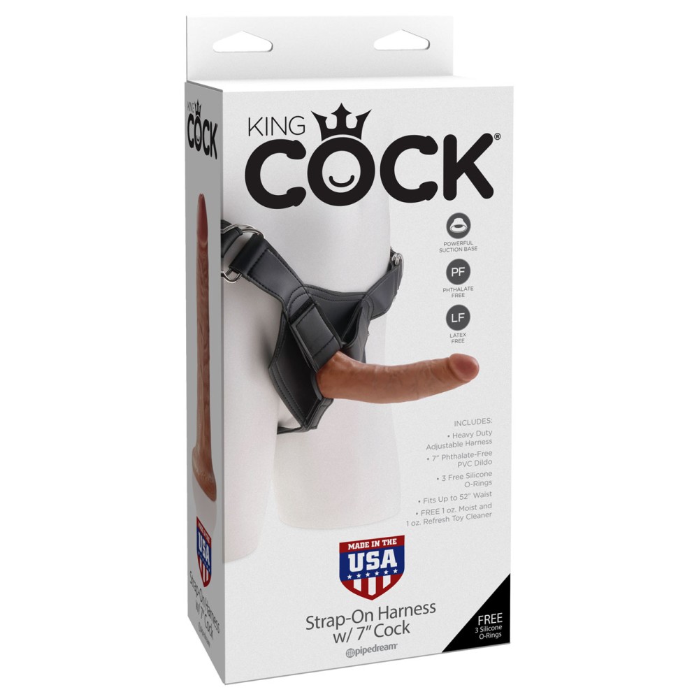 King Cock Strap-on Harness with 7 Inch Cock - Tan
