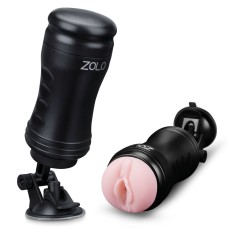 Zolo Solo Flesh Discreet Suction Mounted Masturbator - Black Zolo Solo Flesh Discreet Suction Mounted Masturbator - Black
