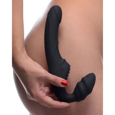 Slim Rider Ribbed Vibrating Silicone Strapless Strap-On Slim Rider Ribbed Vibrating Silicone Strapless Strap-On