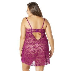 Lace Empire Babydoll With Functional Tie Shelf Cups G-String - Amaranth - 3x4x Lace Empire Babydoll With Functional Tie Shelf Cups G-String - Amaranth - 3x4x