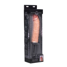 The Curved Dicktator 13 Mode Vibrating Giant Dildo Thruster - Flesh The Curved Dicktator 13 Mode Vibrating Giant Dildo Thruster - Flesh