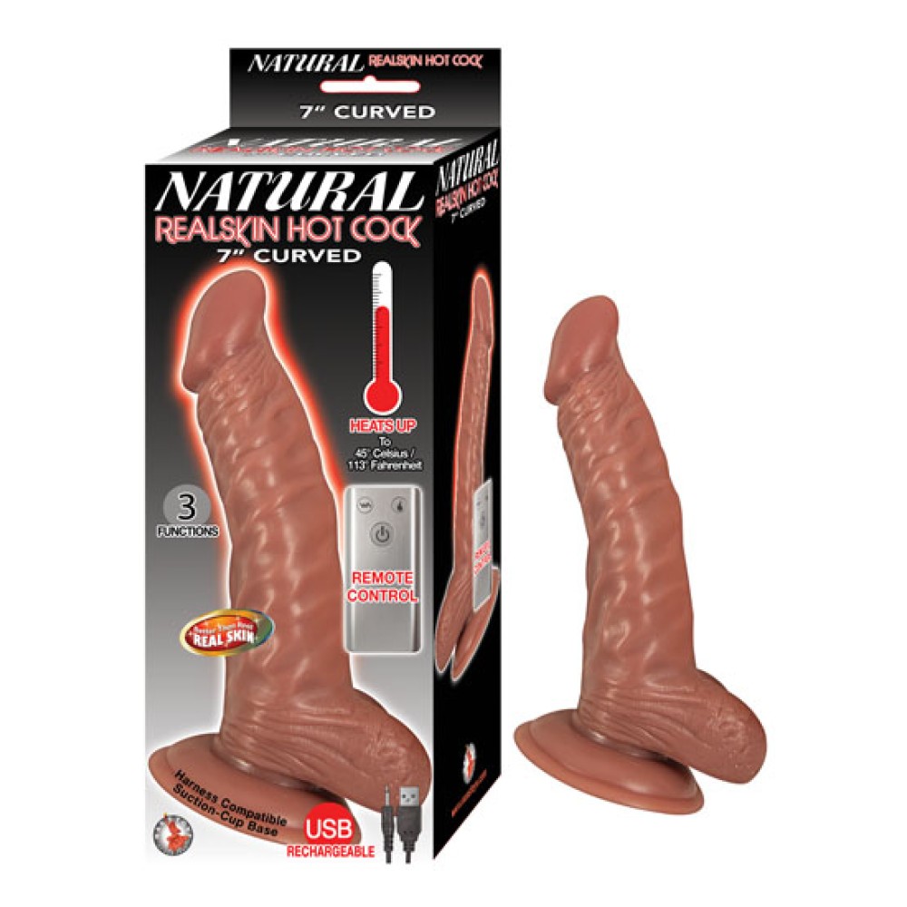 Natural Realskin Hot Cock Curved 7 Inch - Brown Natural Realskin Hot Cock Curved 7 Inch - Brown